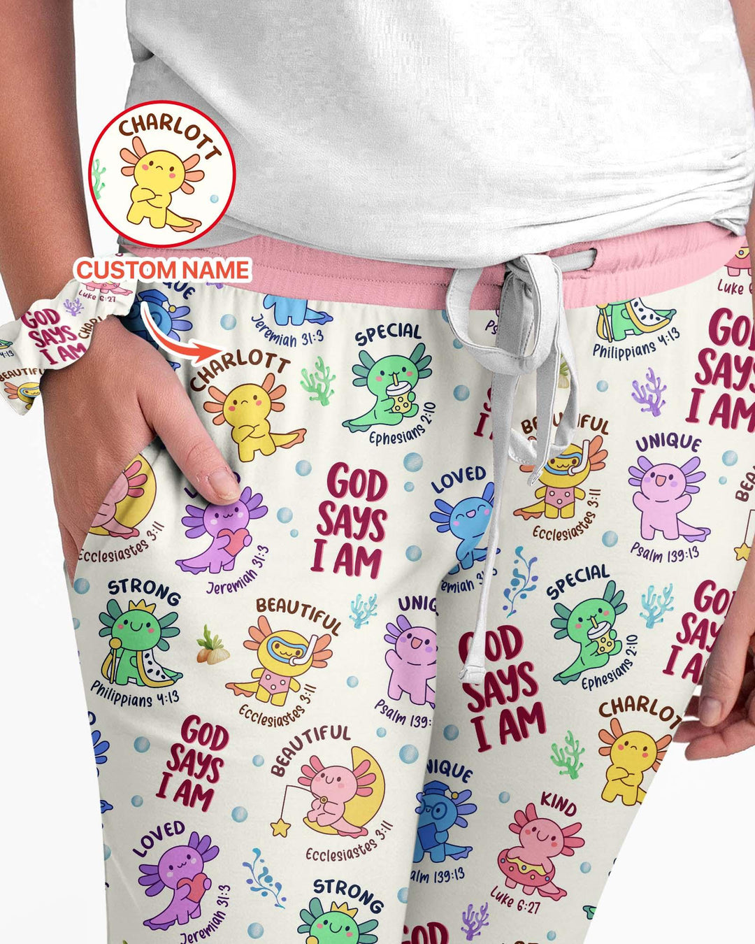 Axolotl God Says I Am Custom Name Bamboo Women Pajama Set
