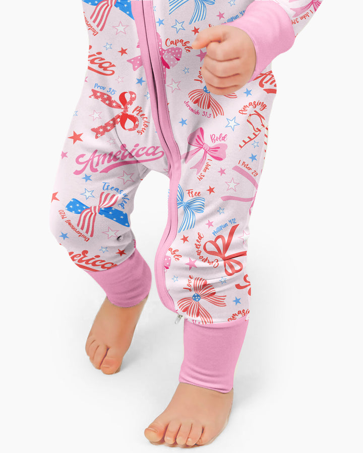 Pink Girly Patriotic Bamboo Convertible Zippy