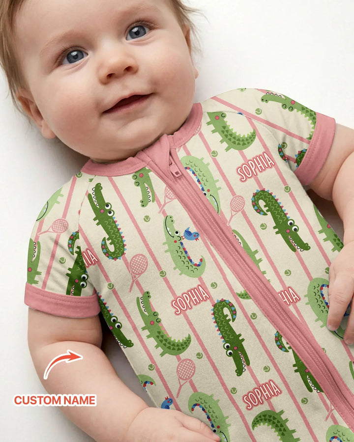Custom Name Tennis Crocodiles Bamboo Shorty Zippy