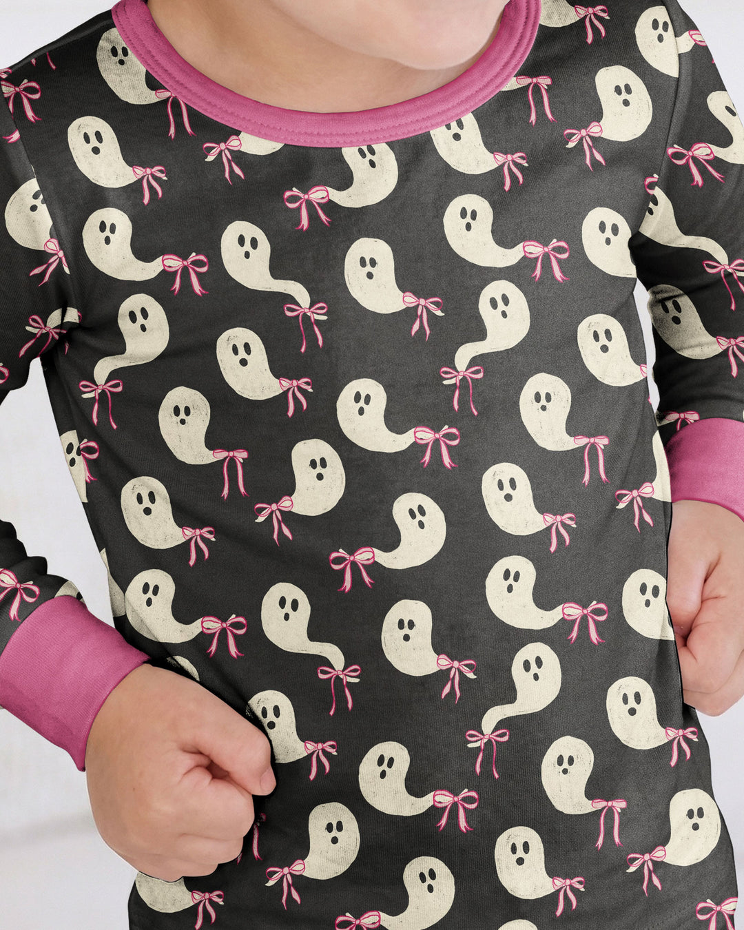 Little Ghosts Bamboo Two Piece Long Sleeve Pyjamas Set For Halloween