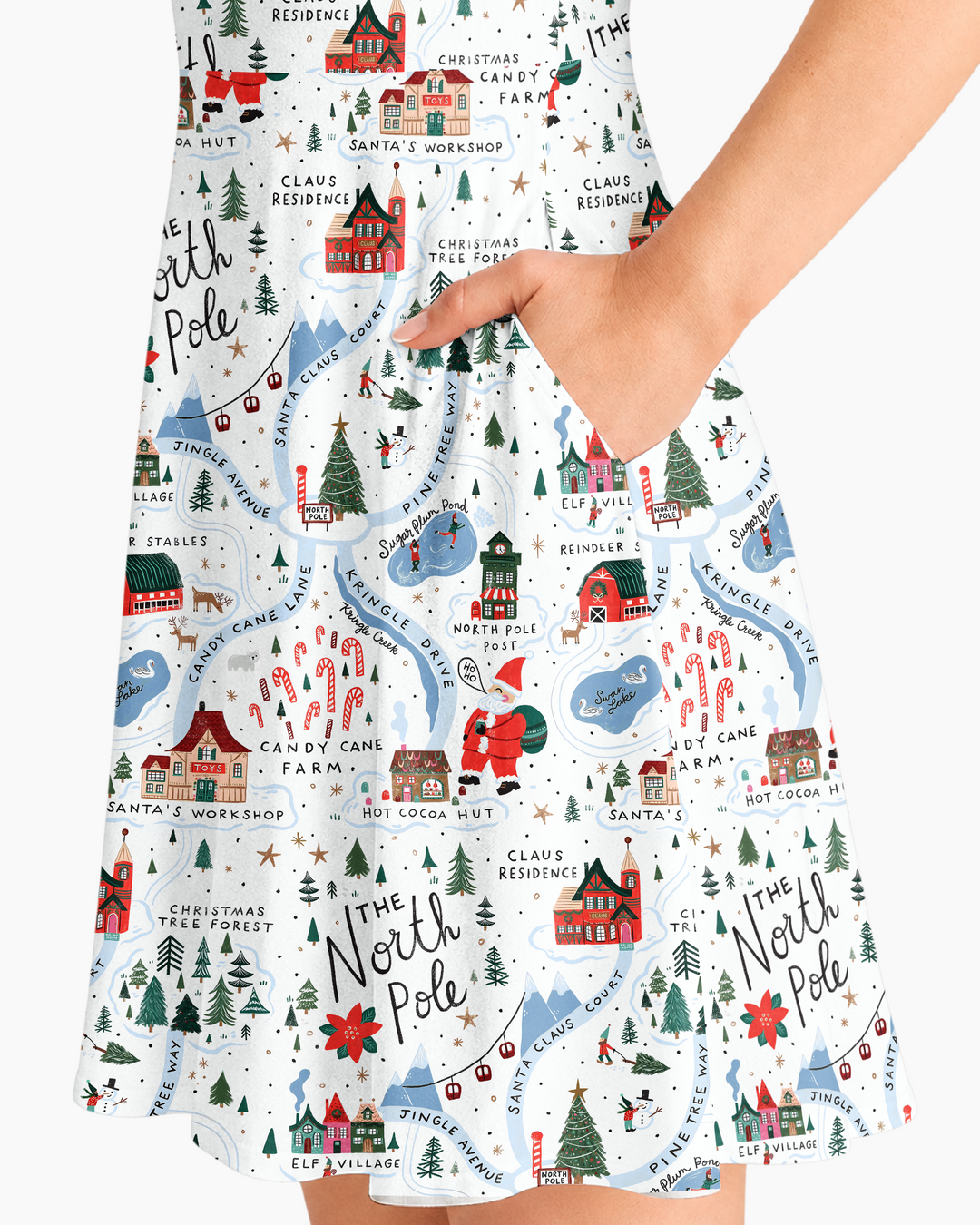 The North Pole Map Bamboo Women’s Short Sleeve Twirl Dress