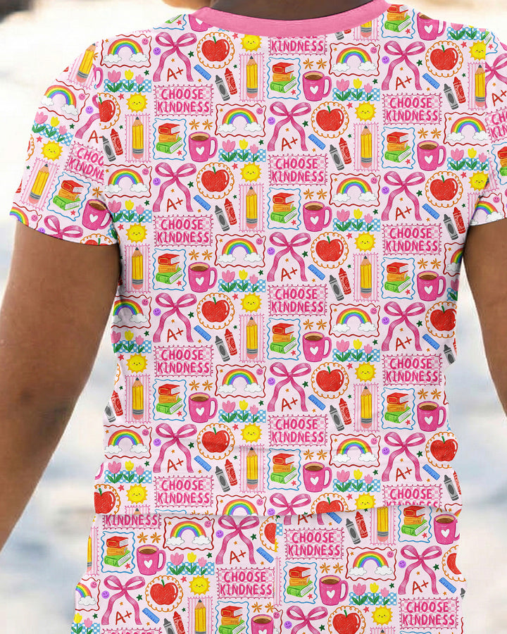 Kindness School Girl Bamboo Two Piece Short Sleeve Pajama Set