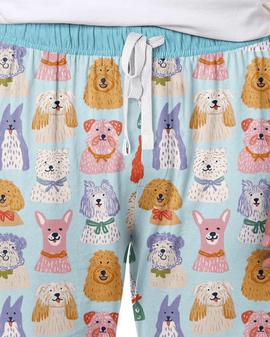 Whimsical Puppy Parade Family Matching Bamboo Men's Pajama Set