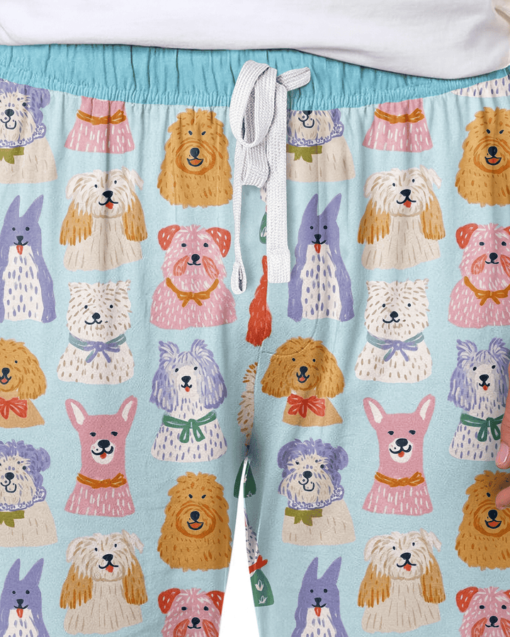 Whimsical Puppy Parade Family Matching Bamboo Men's Pajama Set