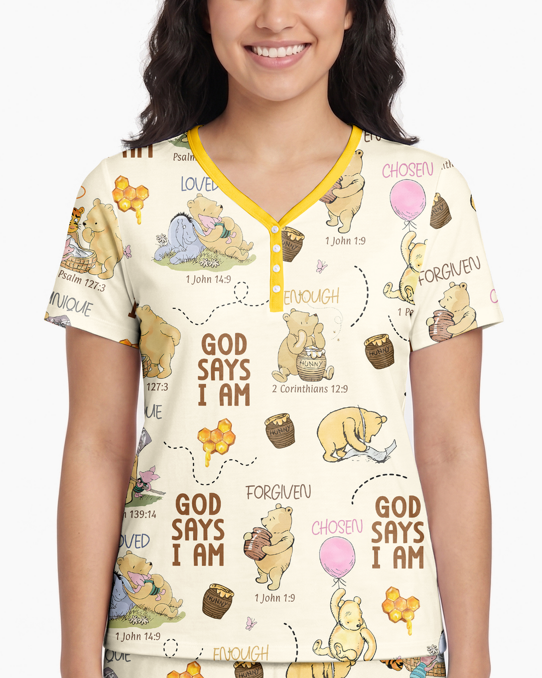 God Says I Am – Little Blessings Bamboo Women Short Sleeve Short Pajama Set