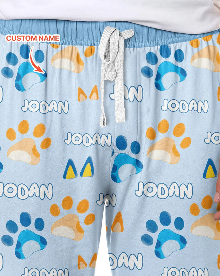 Custom Name Favourite Blue Dog Family Matching Bamboo Men's Pajama Set