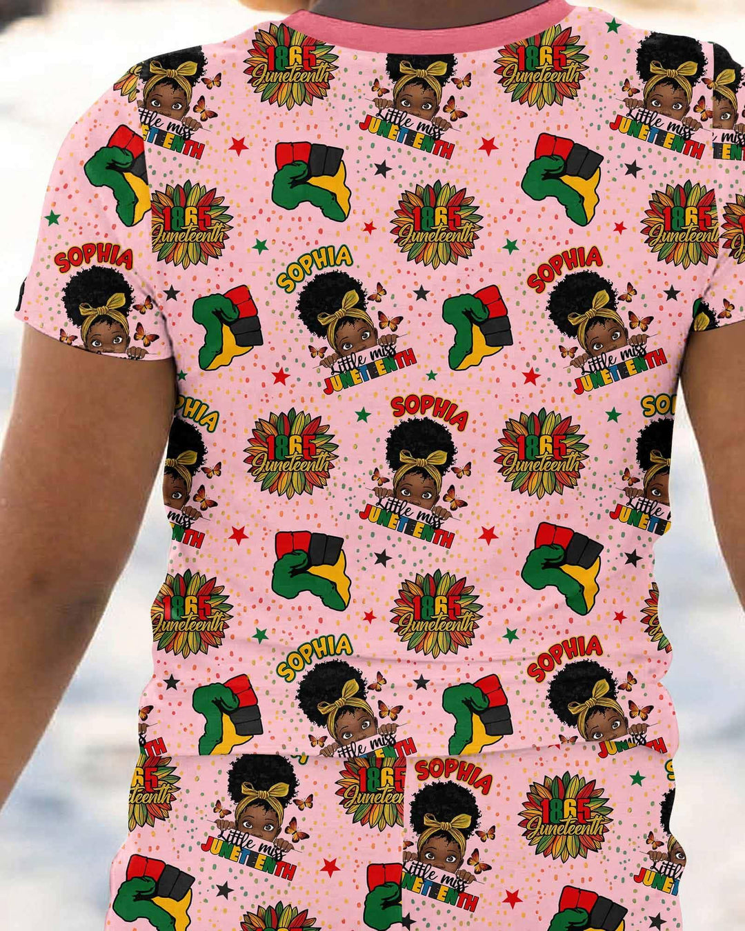 Custom Name Little Miss Juneteenth Bamboo Two Piece Short Sleeve Pajama Set