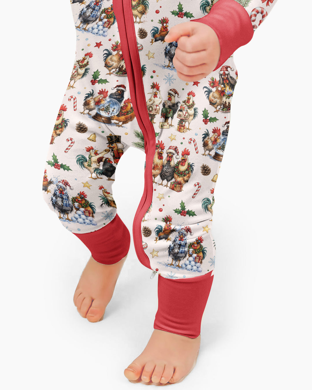 Funny Roosters On Christmas Bamboo Convertible Zippy