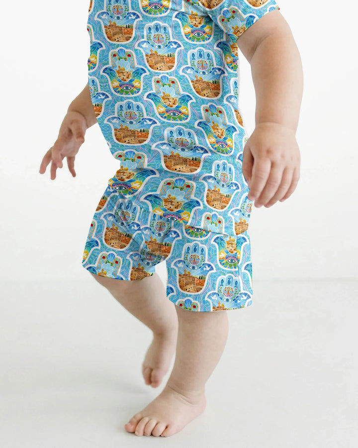 Hamsa Hand Bamboo Two Piece Short Sleeve Shorts Pajama Set
