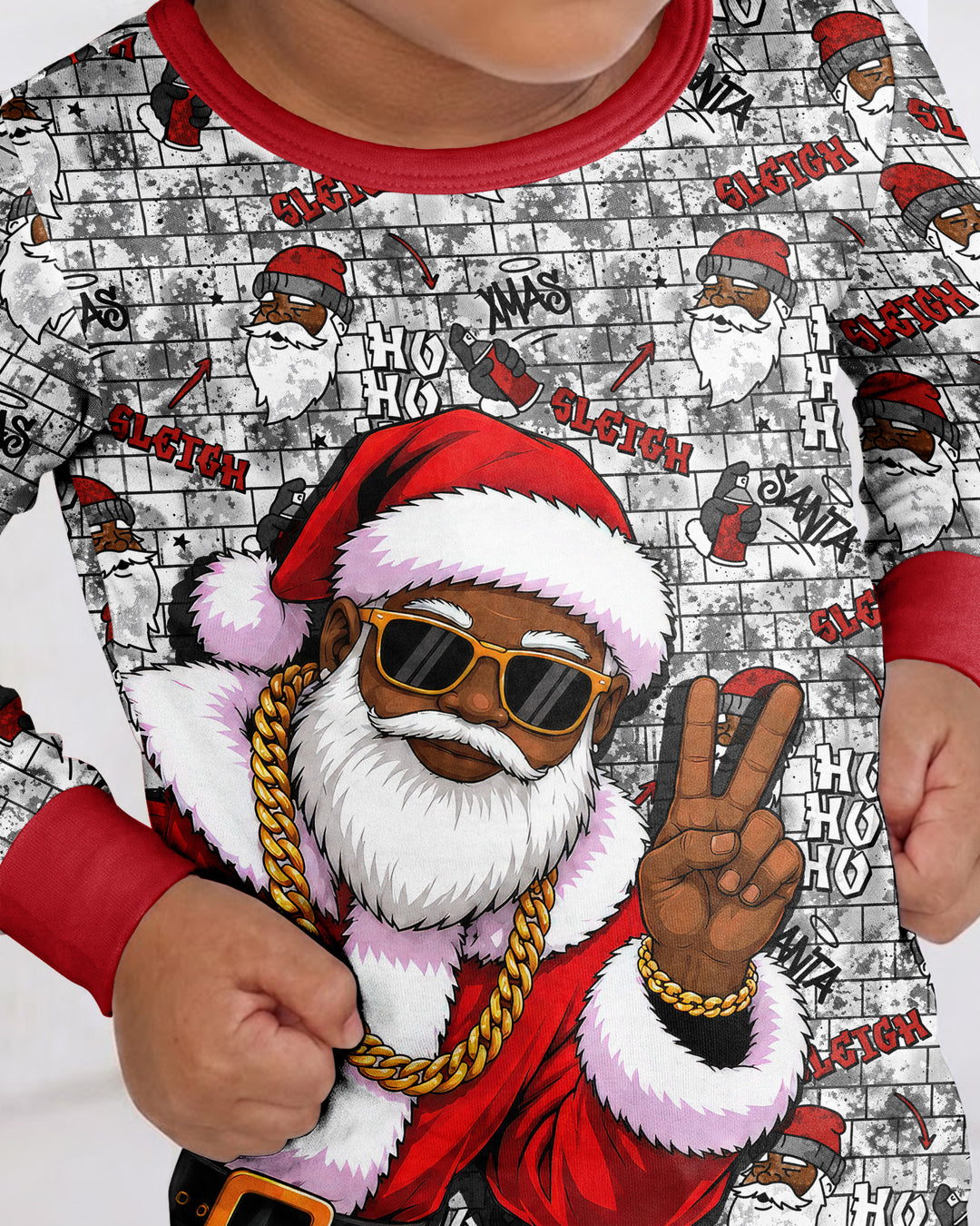 Santa Swag Christmas Bamboo Two Piece Long Sleeve Pajama Set