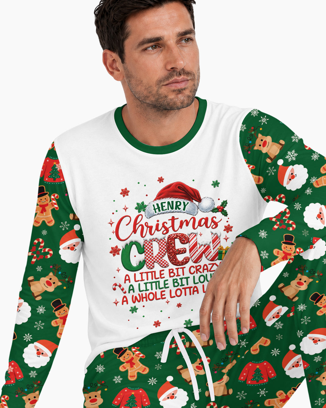 Personalized Christmas Crew Family Matching Bamboo Men's Pajama Set