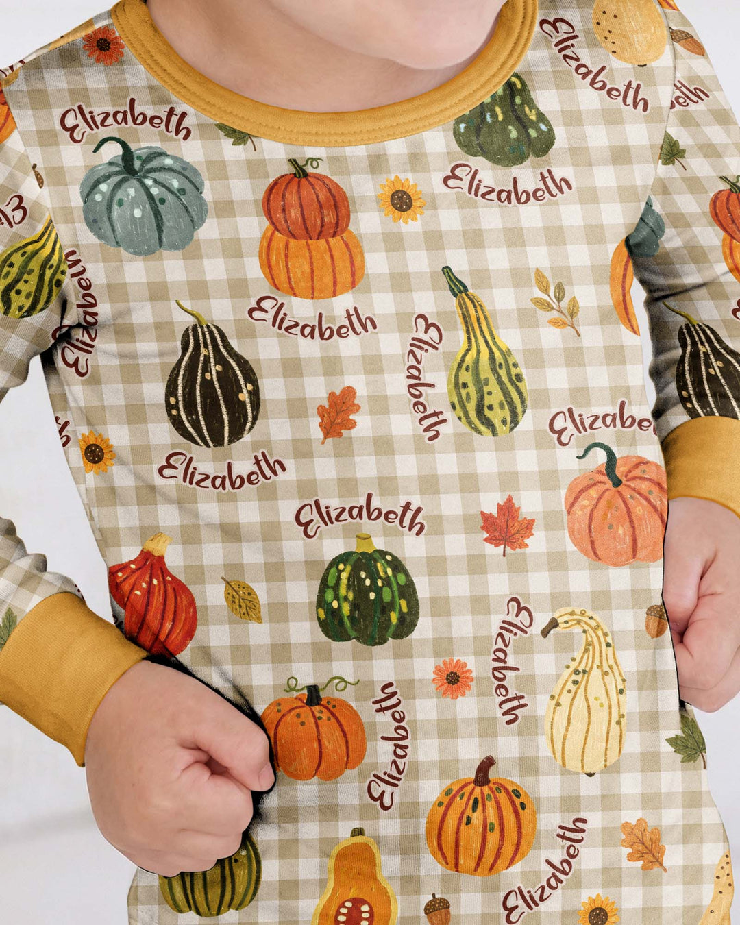 Pumpkin Patch Custom Name Bamboo Two Piece Long Sleeve Pajama Set