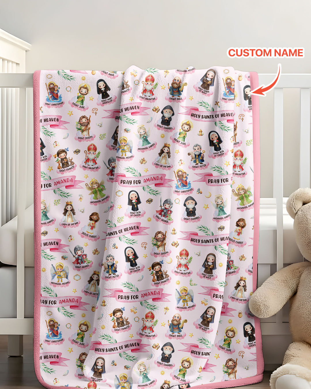 Holy Saints of Heaven Custom Name Bamboo Blanket