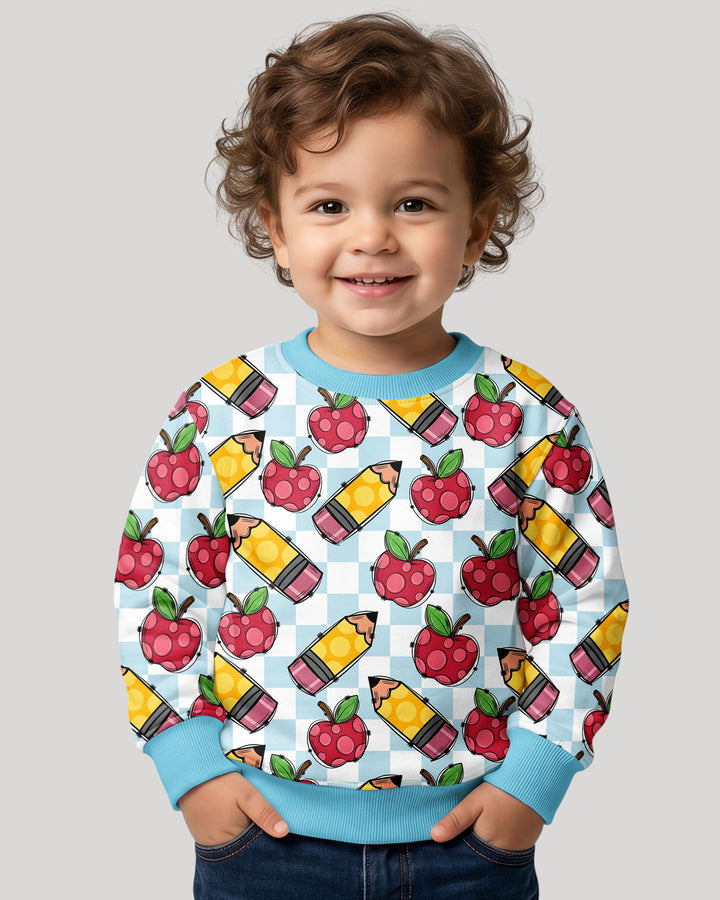 Checkered Apple Scribbles Bamboo Crewneck Sweatshirt