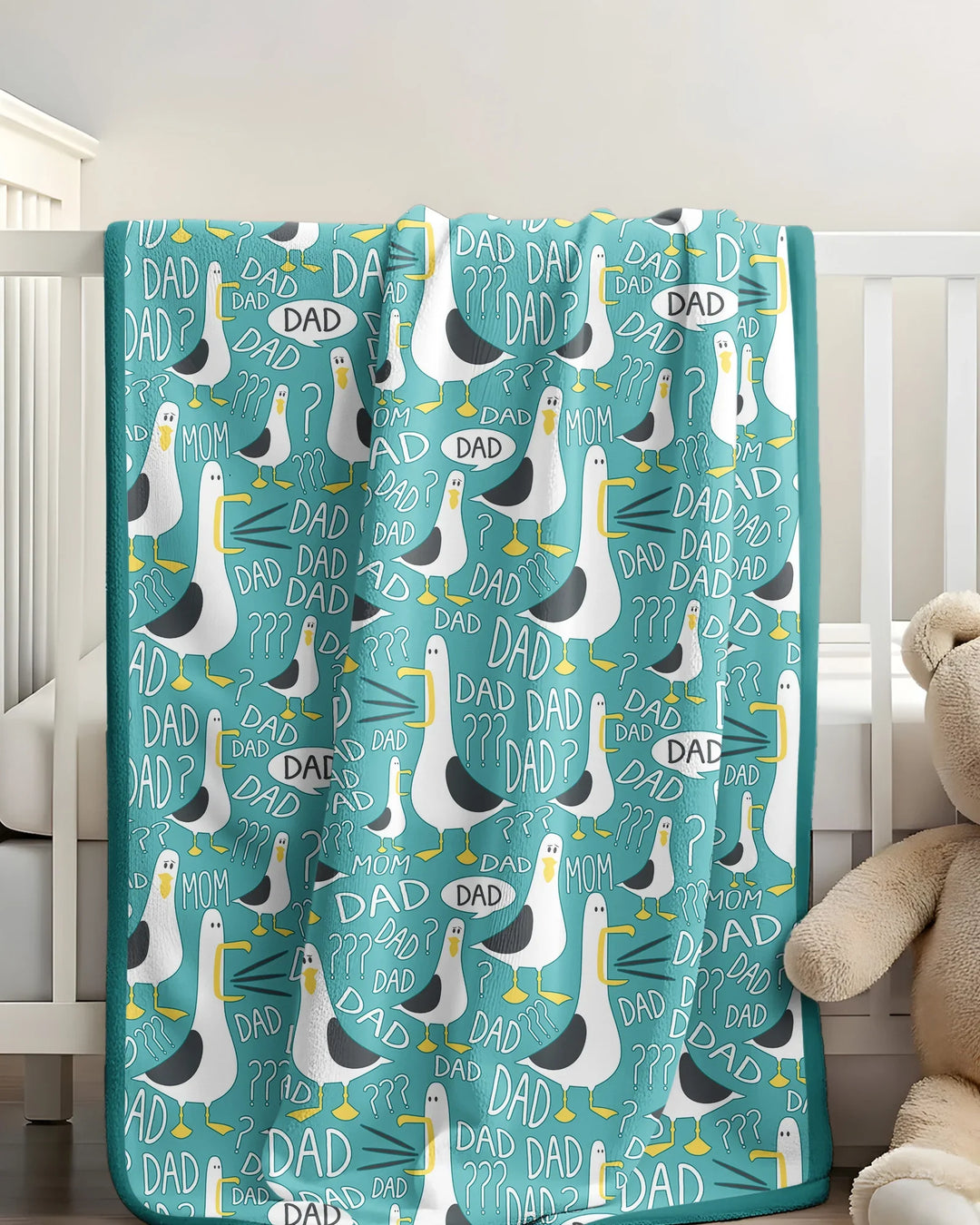 Funny Seagull DAD Bamboo Blanket