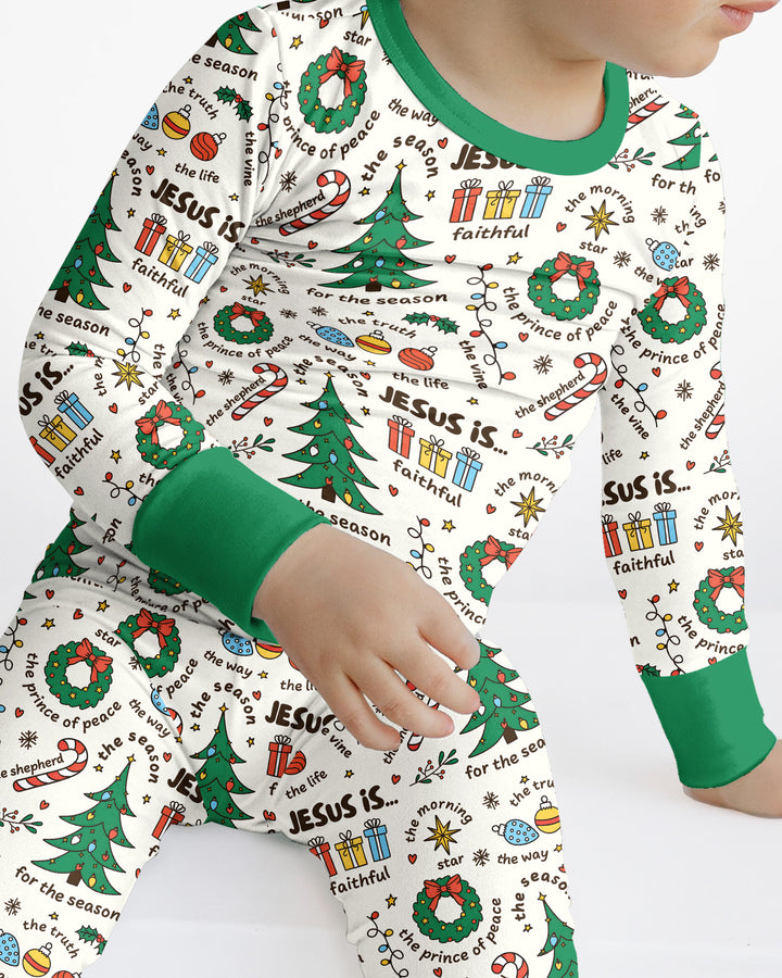 Christmas Jesus Is... Bamboo Two Piece Long Sleeve Pajama Set