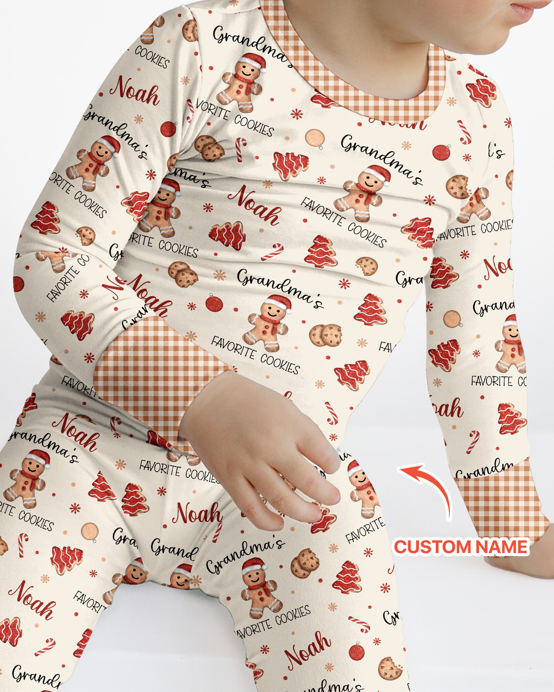 Custom Name Grandma’s Favorite Cookies Bamboo Two Piece Long Sleeve Pajama Set