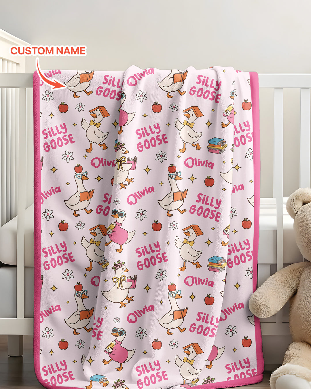 Custom Name Silly Goose Back to School Bamboo Blanket