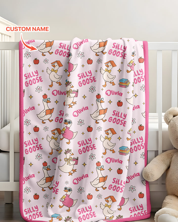 Custom Name Silly Goose Back to School Bamboo Blanket