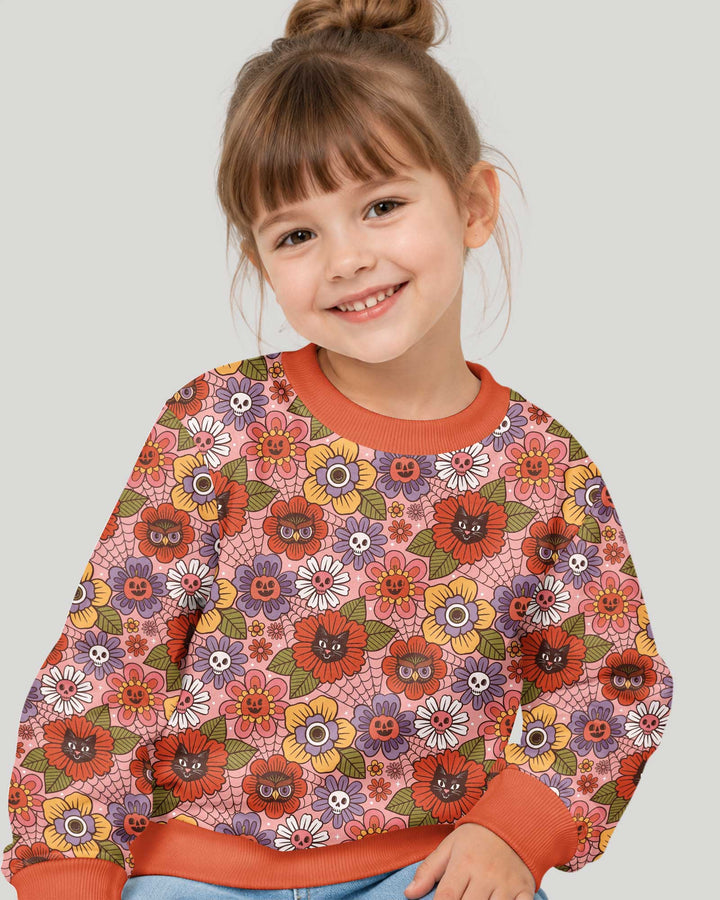 70s Halloween Floral Bamboo Crewneck Sweatshirt