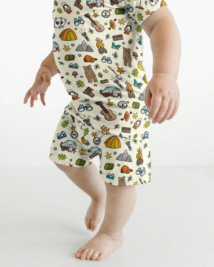 Love Camping Matching Family Bamboo Two Piece Short Sleeve Shorts Pajama Set