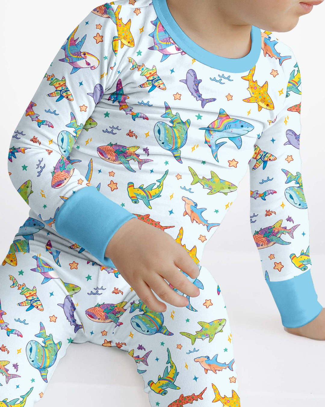 Tropical Sharks Bamboo Two Piece Long Sleeve Pajama Set
