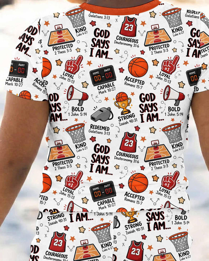 Basketball God Says I Am Bamboo Two Piece Short Sleeve Pajama Set