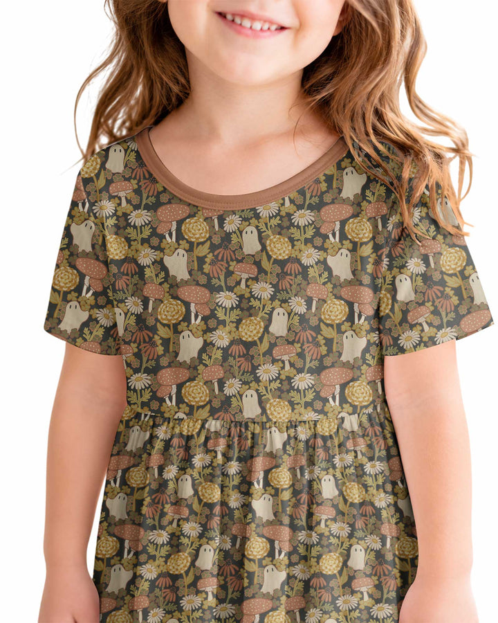 Ghost Garden Dark Autumn Bamboo Twirl Dress
