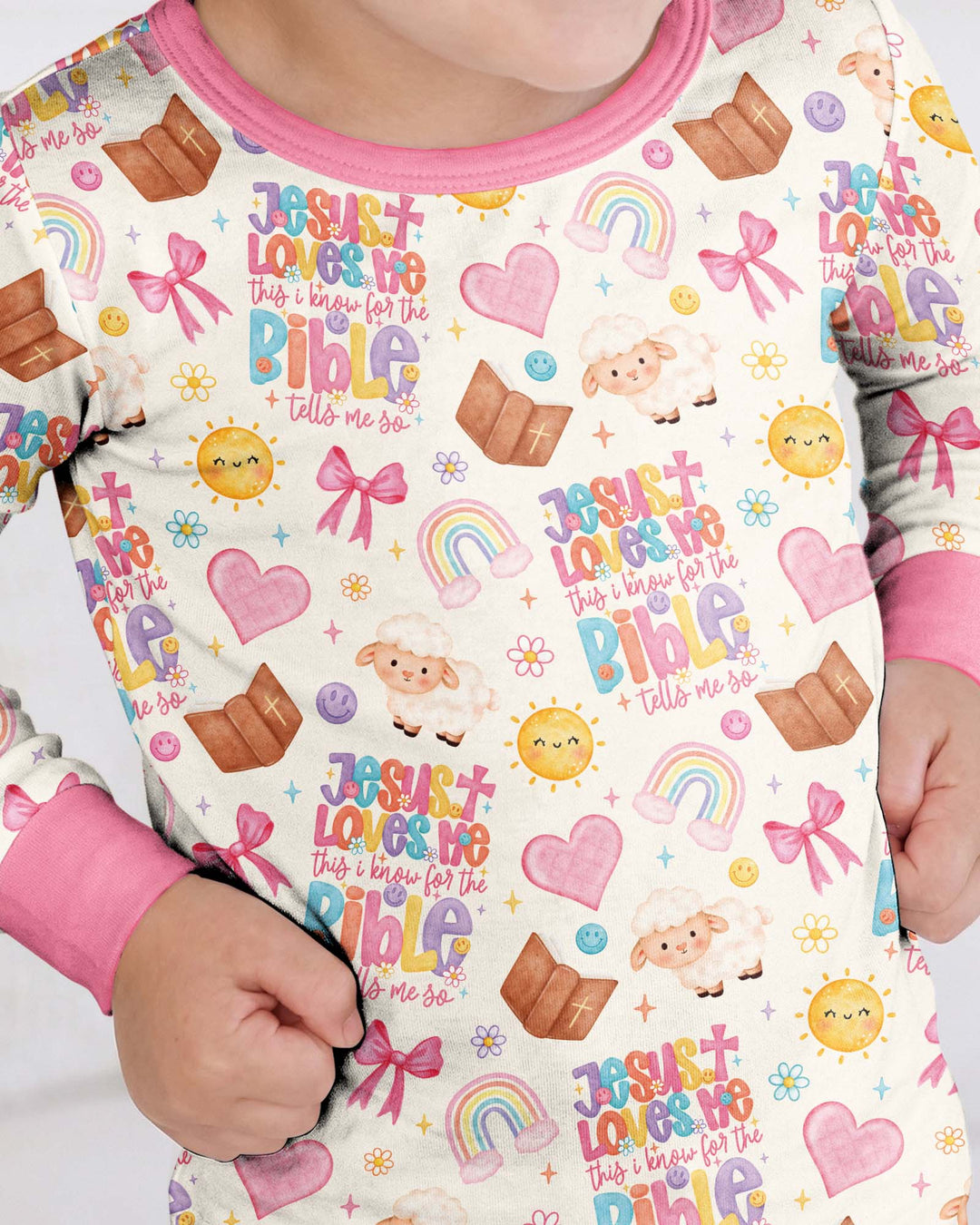 Jesus Loves Me This I Know Bamboo Two Piece Long Sleeve Pajama Set