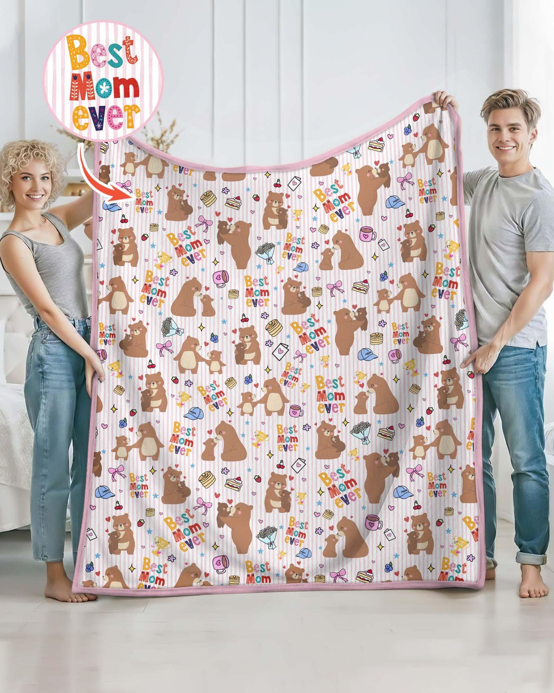 Best Mama Bear Ever Family Matching Bamboo Blanket