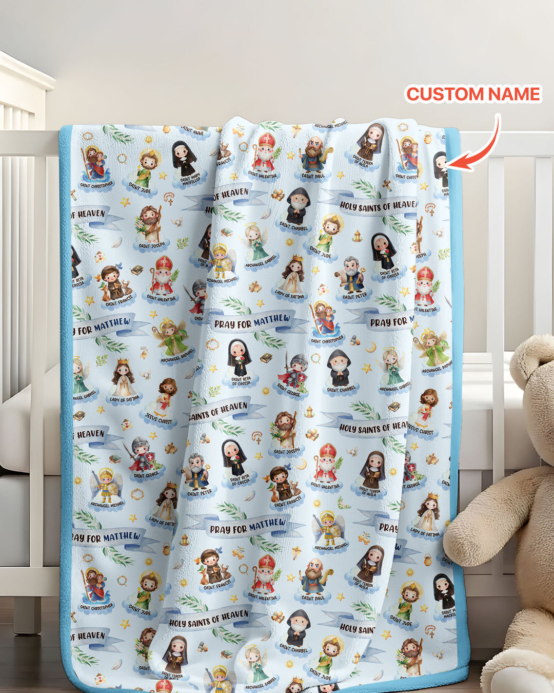 Holy Saints of Heaven Custom Name Bamboo Blanket