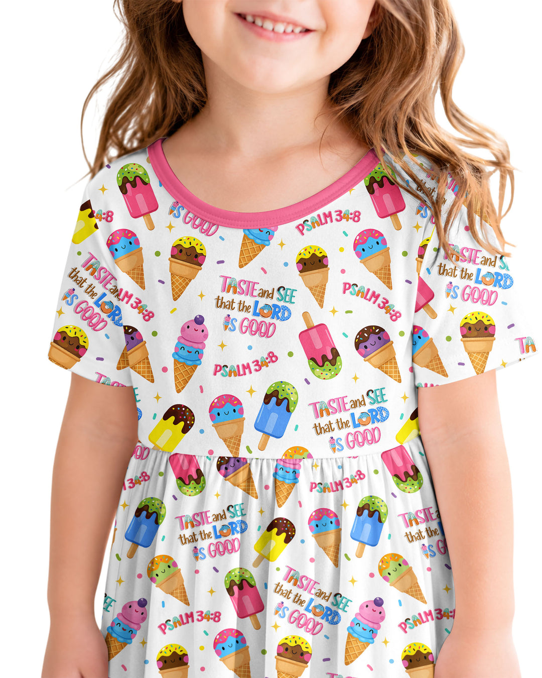 Jesus Summer Ice Cream Taste and See That The Lord Is Good Bamboo Twirl Dress