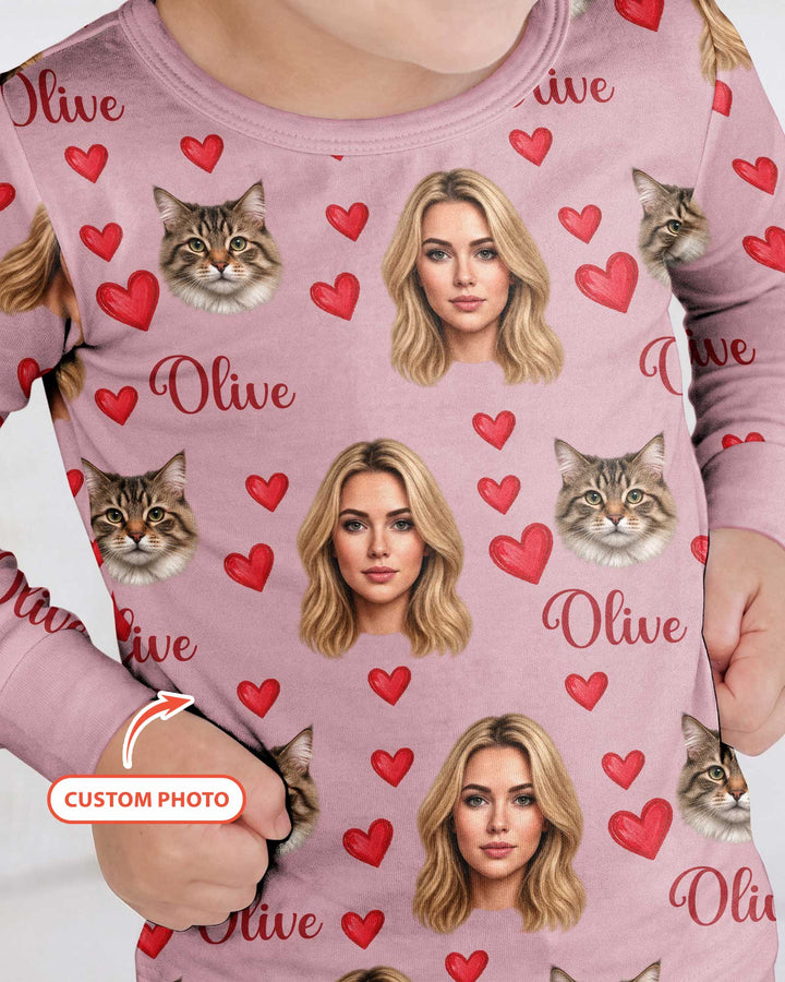 Custom Face Family Matching Bamboo Two Piece Long Sleeve Pajama Set