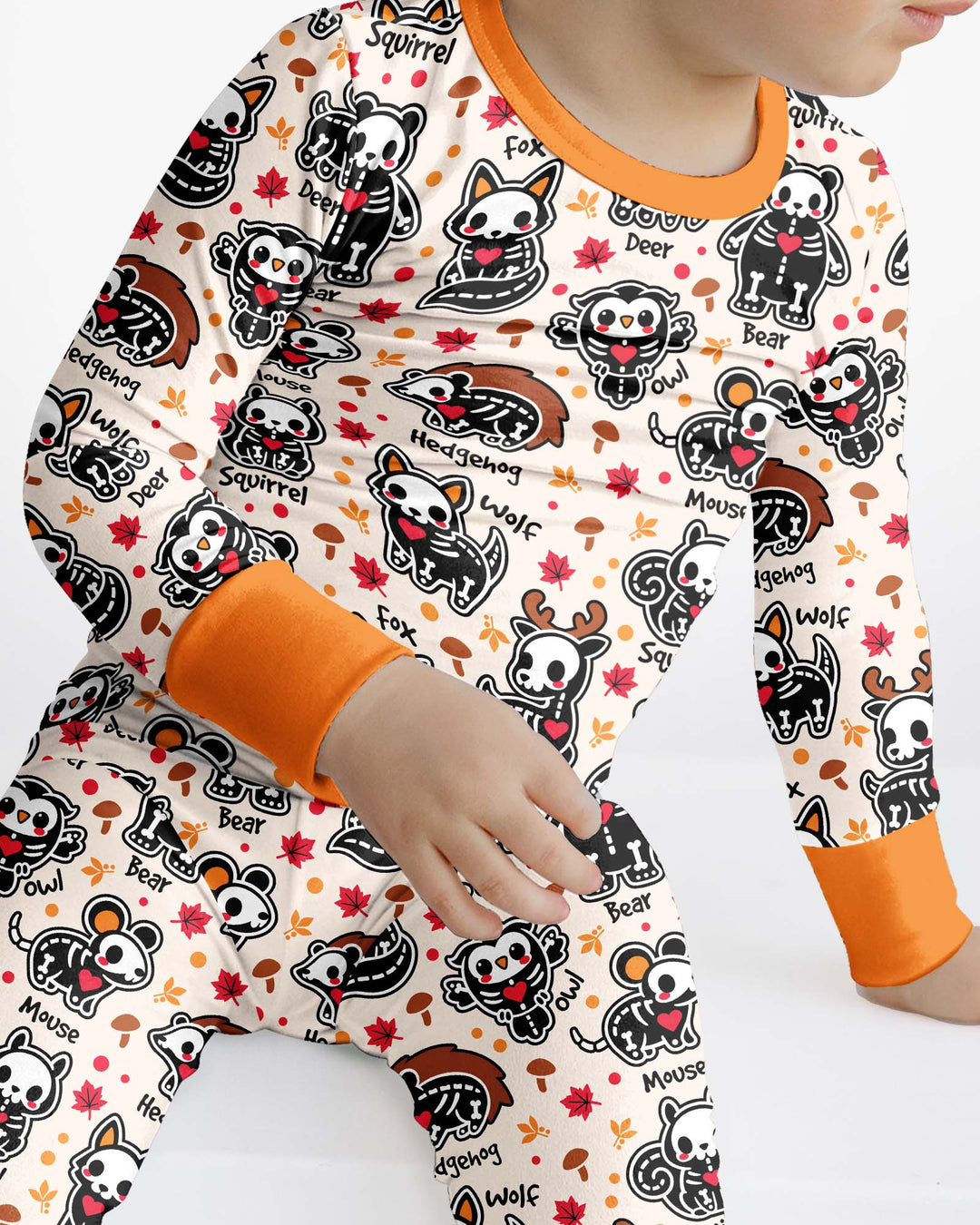 Autumn Charm Skeleton Cute Pet Bamboo Two Piece Long Sleeve Pajama Set