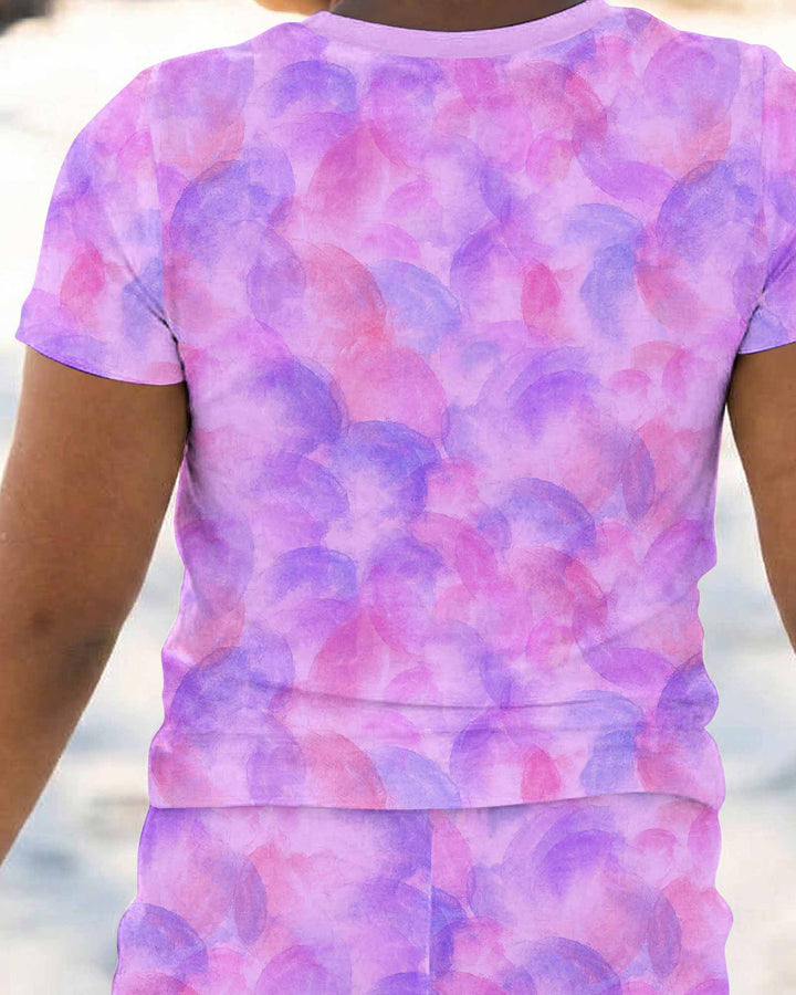 Purple Watercolor Bamboo Two-Piece Short Sleeve Pyjamas Set