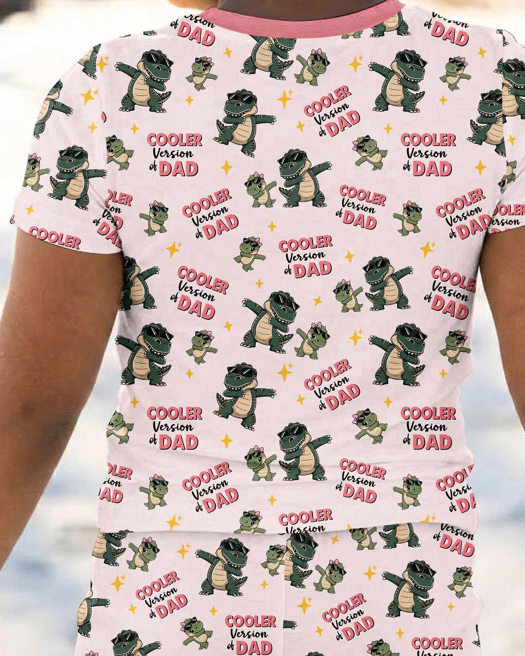 Cool Dino Daddy & Me Matching Bamboo Two Piece Short Sleeve Pajama Set