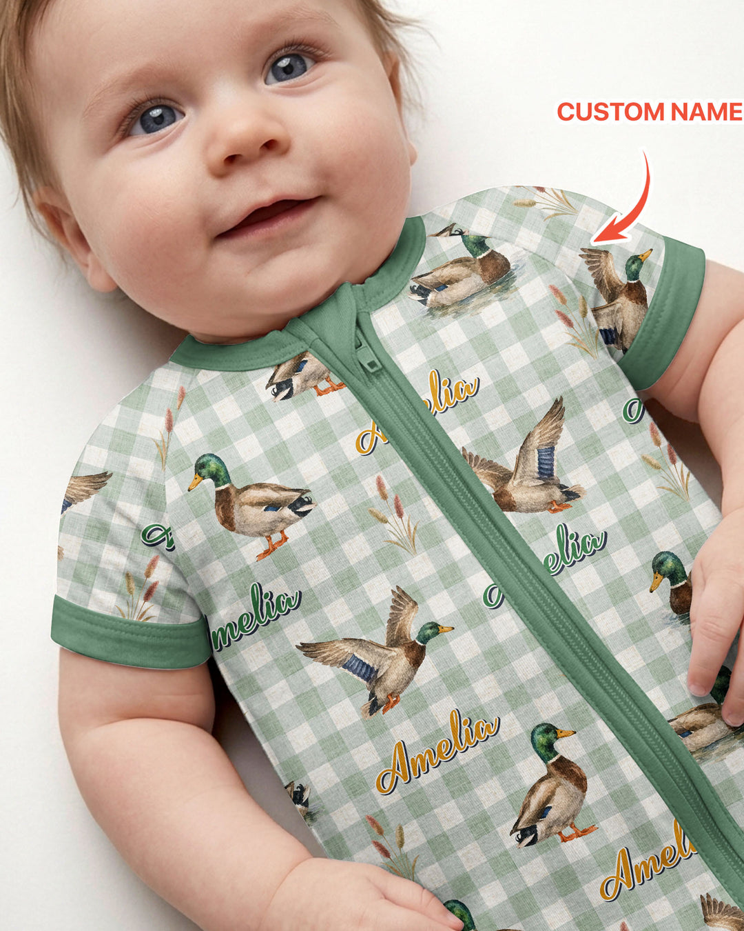 Mallard Duck Custom Name Bamboo Shorty Zippy