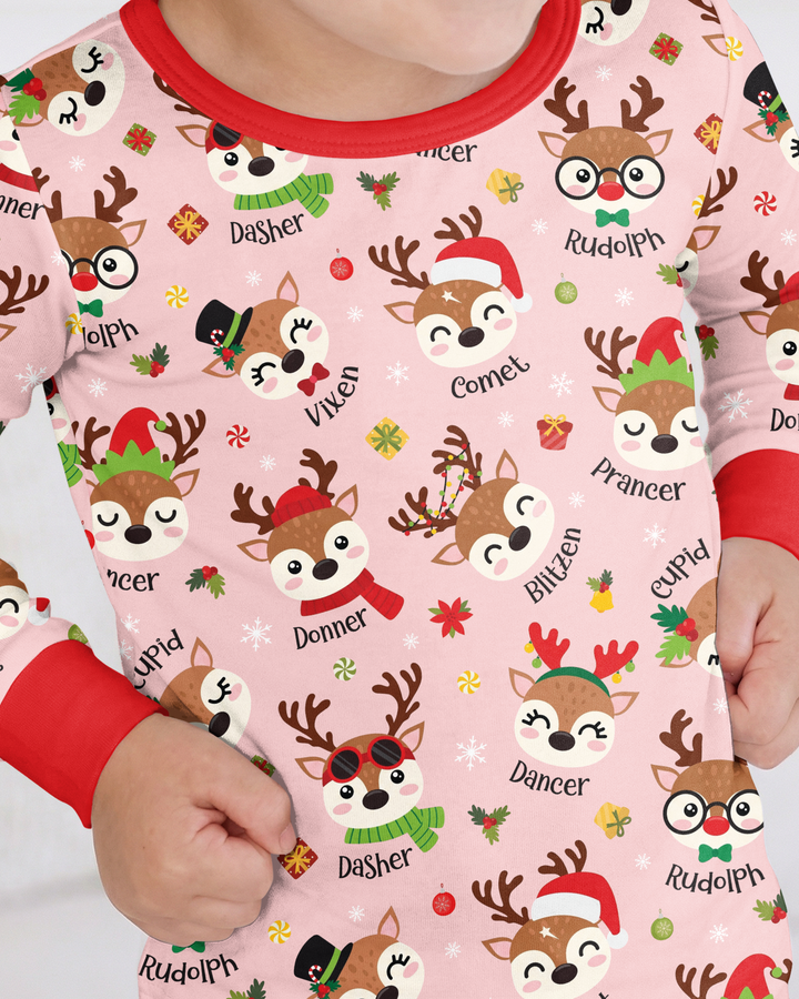 Christmas Reindeer Squad Bamboo Two Piece Long Sleeve Pajama Set