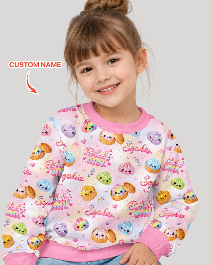 Birthday Girl Glitter Dumpling Bamboo Crewneck Sweatshirt