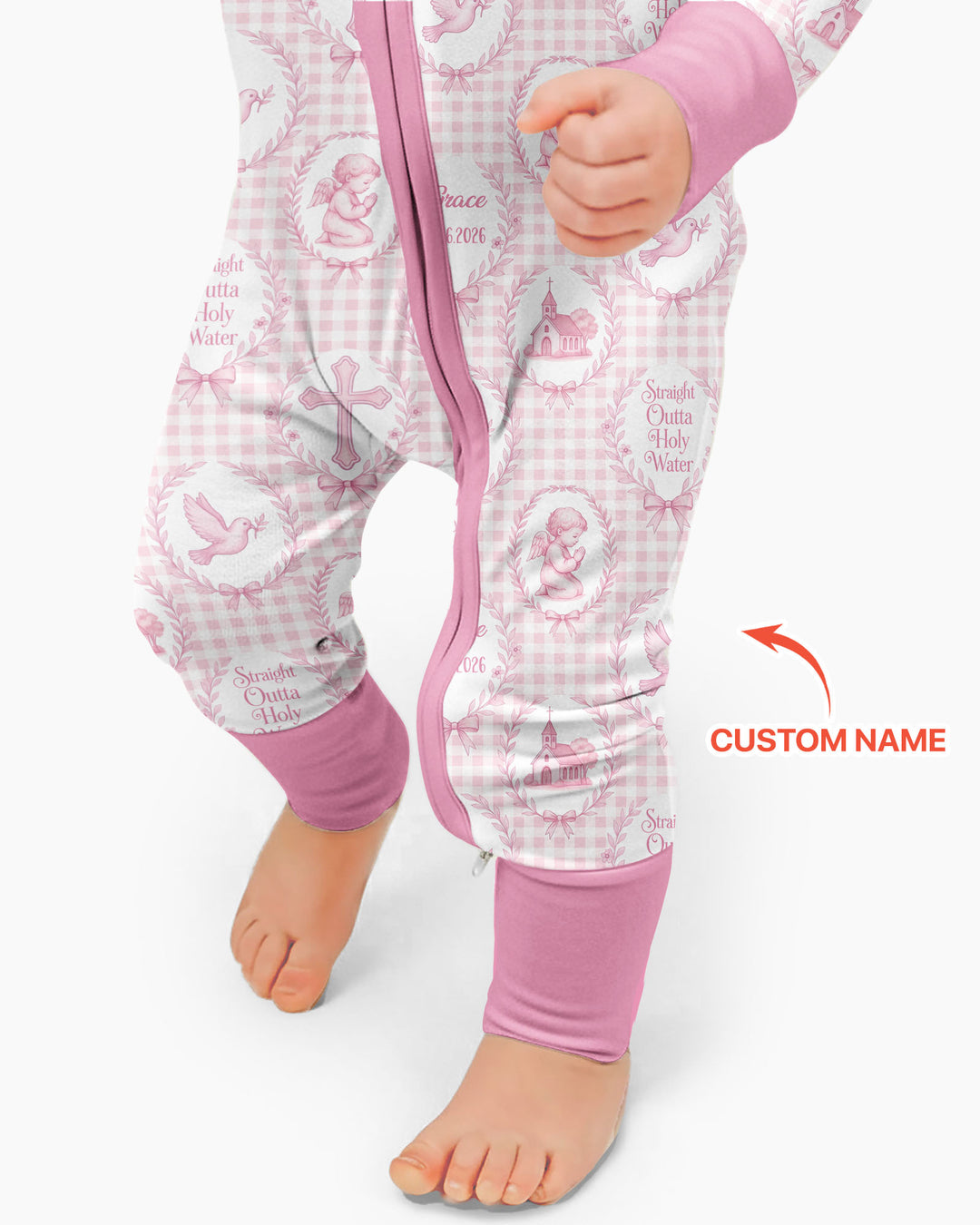 Custom Name Baptism Straight Outta Holy Water Bamboo Convertible Zippy