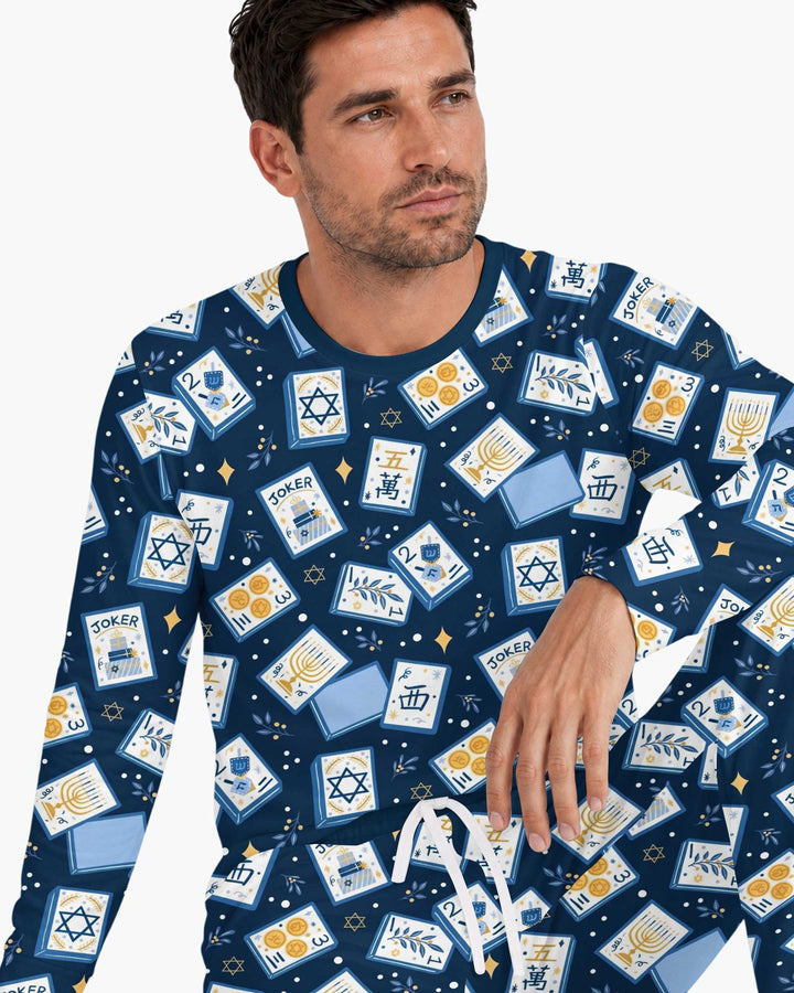 Mahjong Tov Hanukkah Family Matching Bamboo Men's Pajama Set