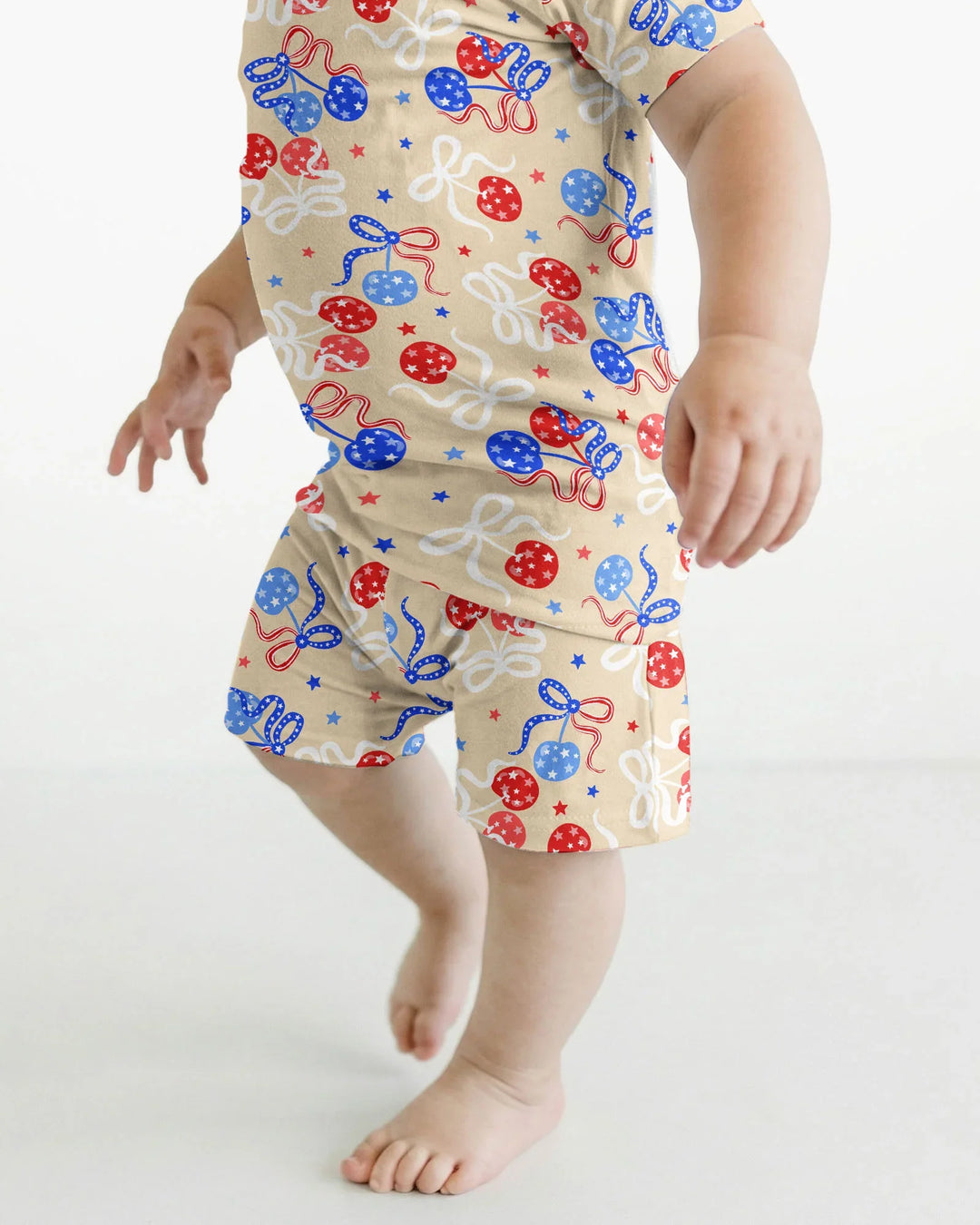 Cherry America 4th of July Bamboo Two Piece Short Sleeve Shorts Pajama Set