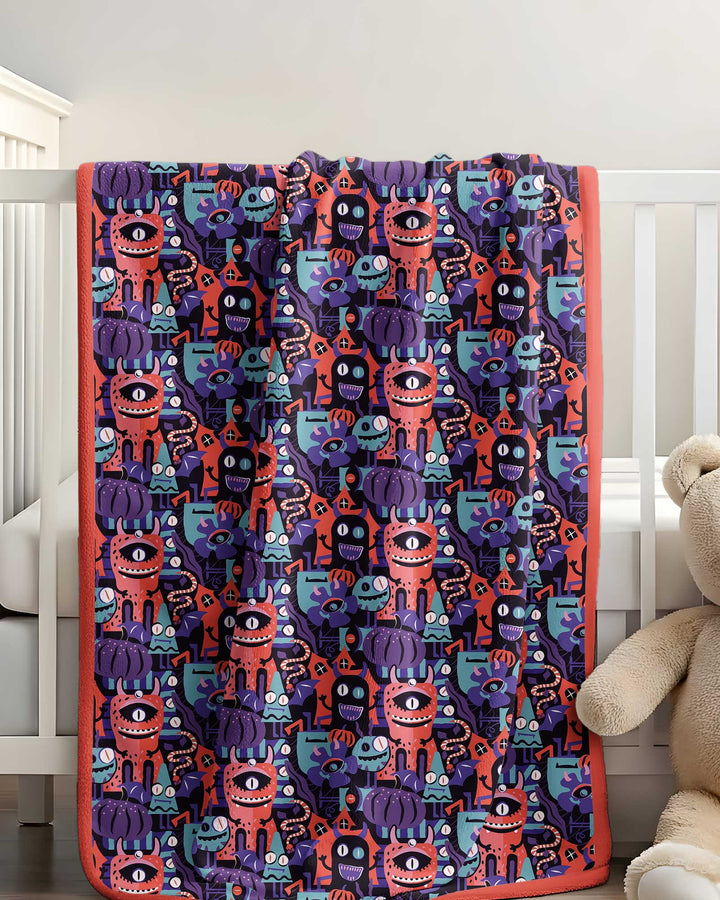 Halloween Multi Eyed Monsters Bamboo Blanket