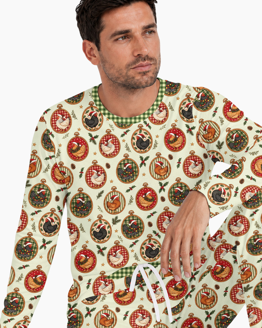 Chicken Merry Clucking Christmas Bamboo Men's Pajama Set
