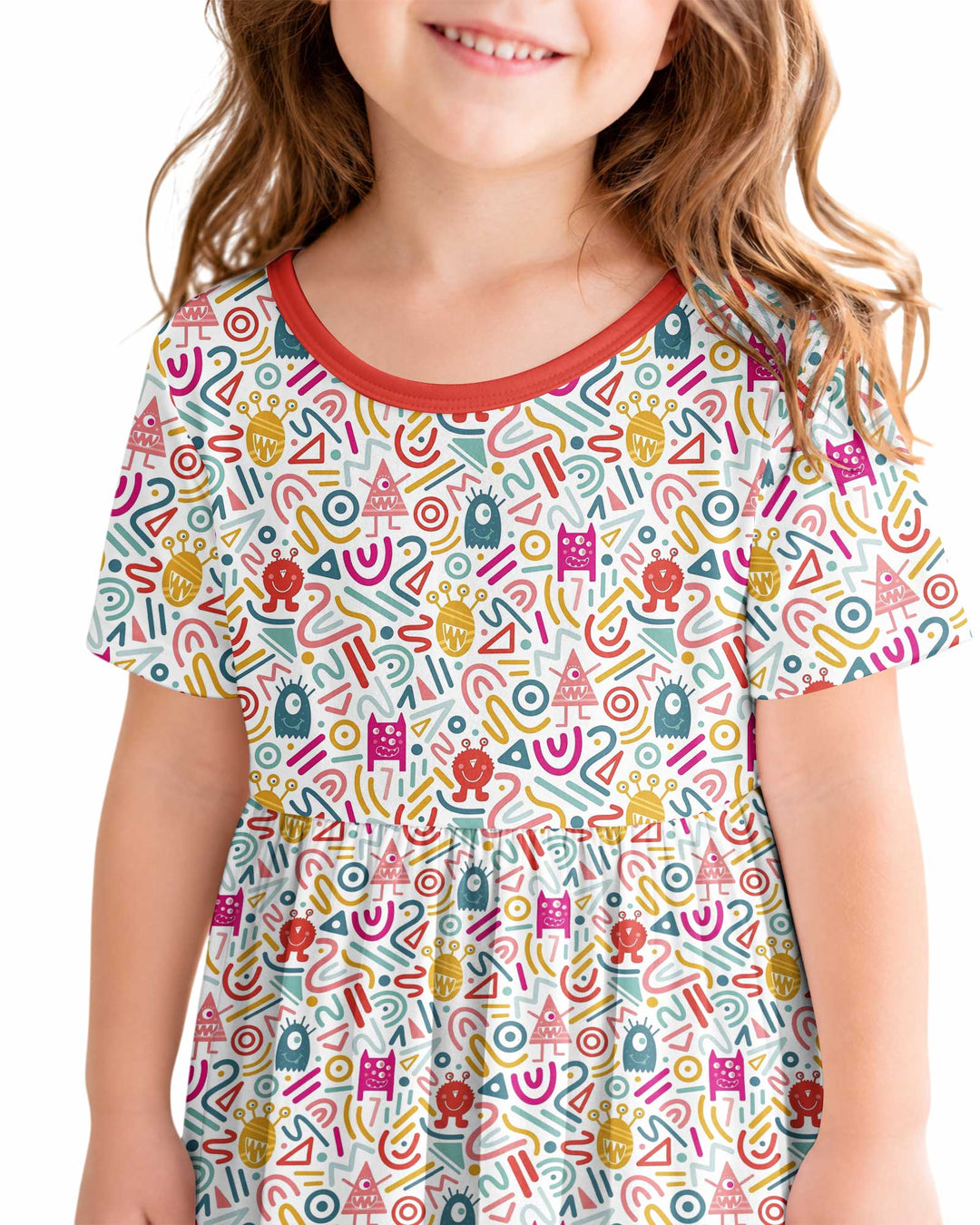 Rainbow Monster Party Bamboo Twirl Dress