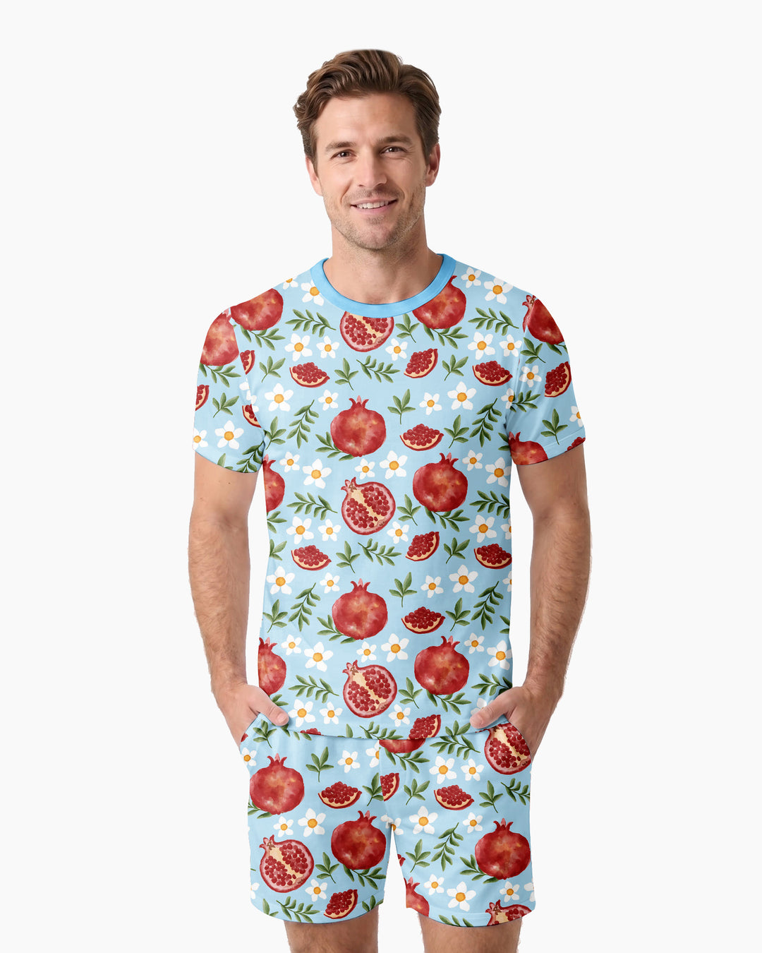 Pomegranate Garden Joy Family Matching Bamboo Men Short Sleeve Short Pajama Set