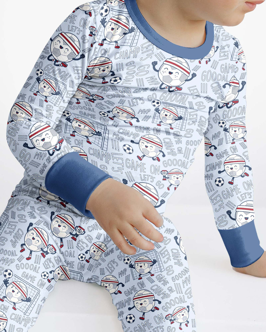 Happy Soccer Ball Family Matching Bamboo Two Piece Long Sleeve Pajama Set