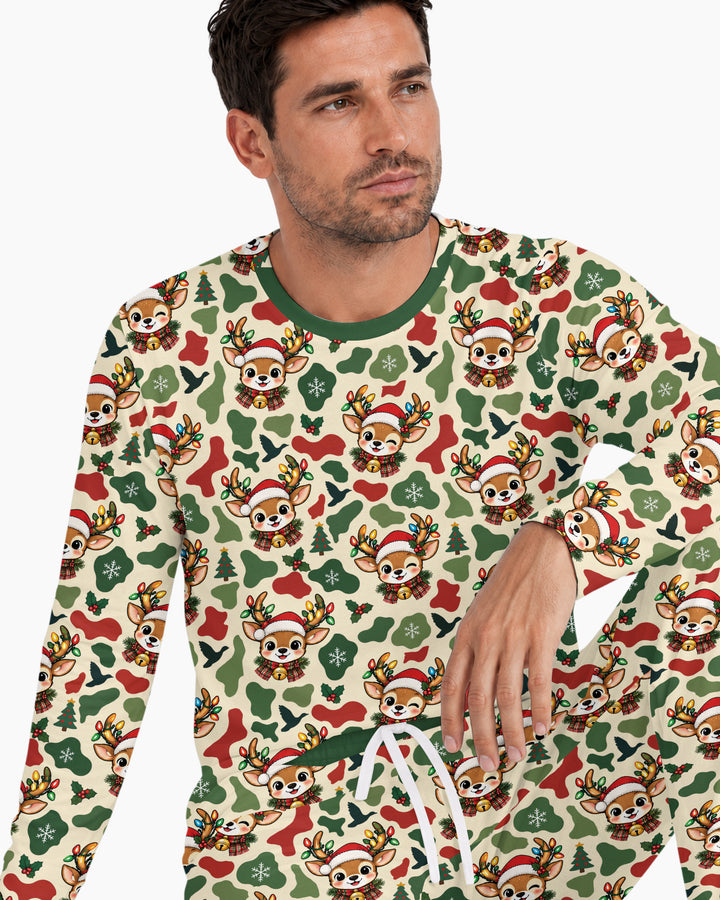 Christmas Deer Hunting Camo Bamboo Men's Pajama Set