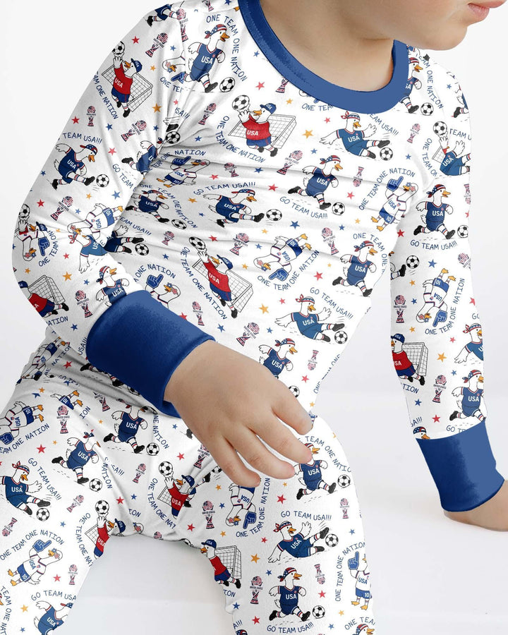 USA Soccer Goose Family Matching Bamboo Two Piece Long Sleeve Pajama Set
