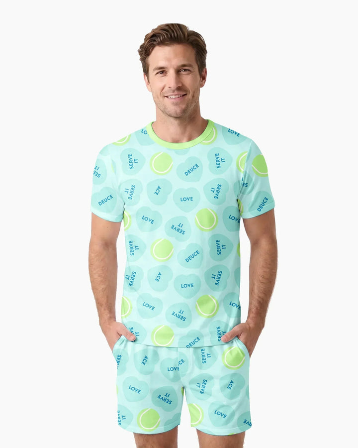 Tennis with Love Bamboo Men Short Sleeve Short Pajama Set